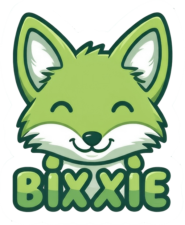 Bixxie Logo - A friendly green fox